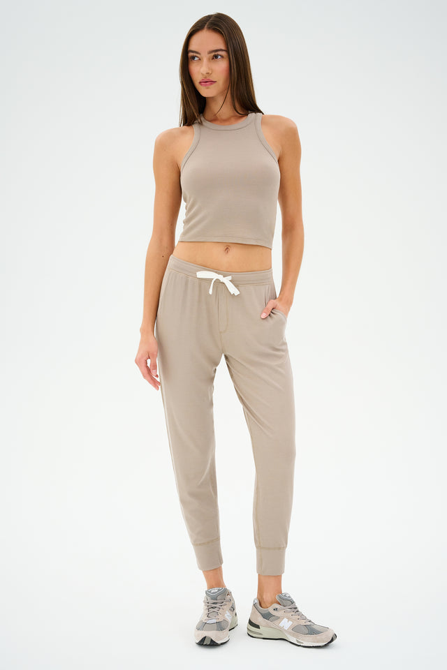 Kiki Rib 7/8 Sweatpant - Latte