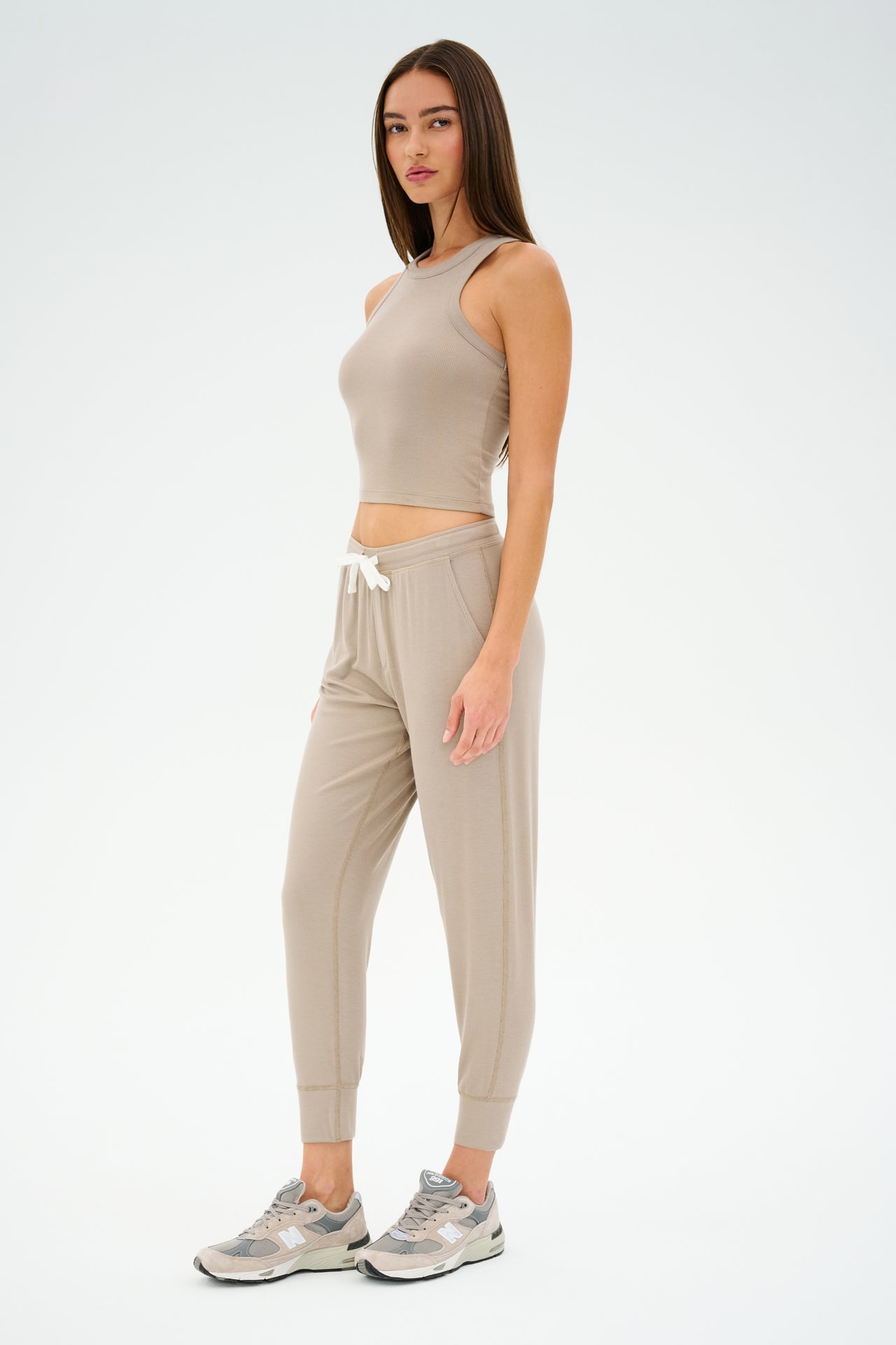 Kiki Rib 7/8 Sweatpant - Latte