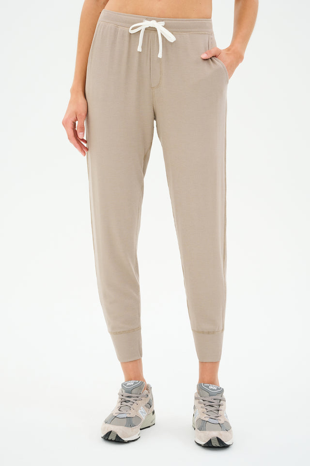 Kiki Rib 7/8 Sweatpant - Latte