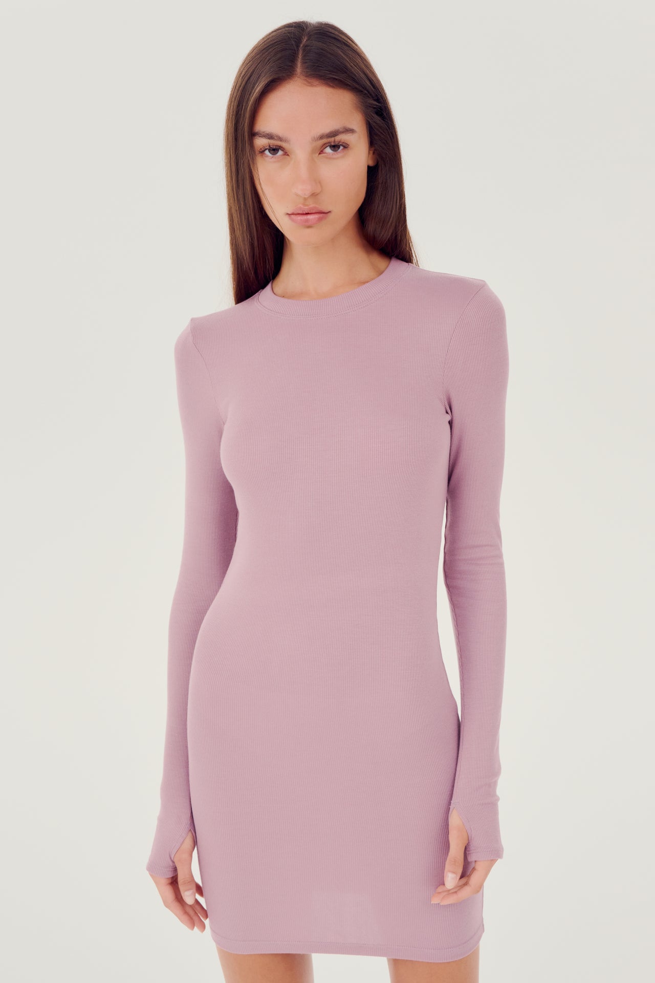 The Louise Rib Long Sleeve Dress in Blush is perfect for casual wear from SPLITS59.