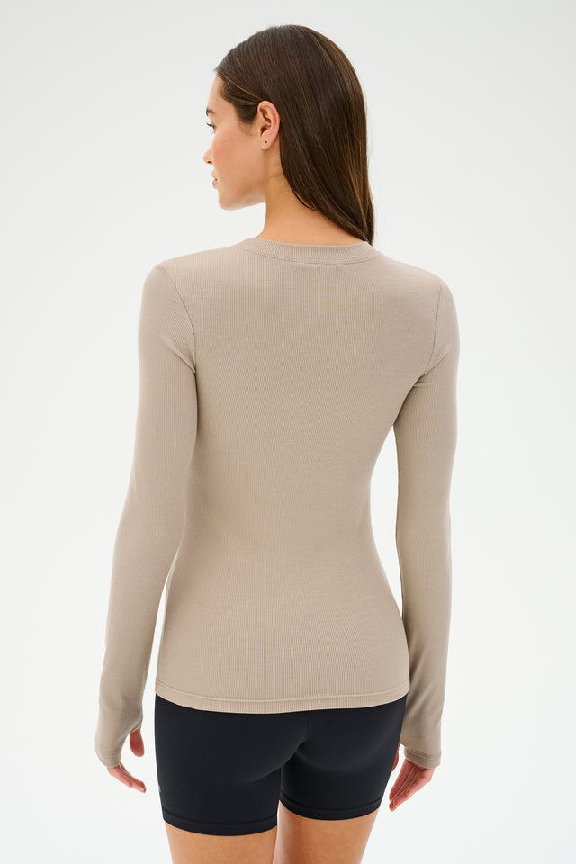 Louise Rib Long Sleeve - Latte