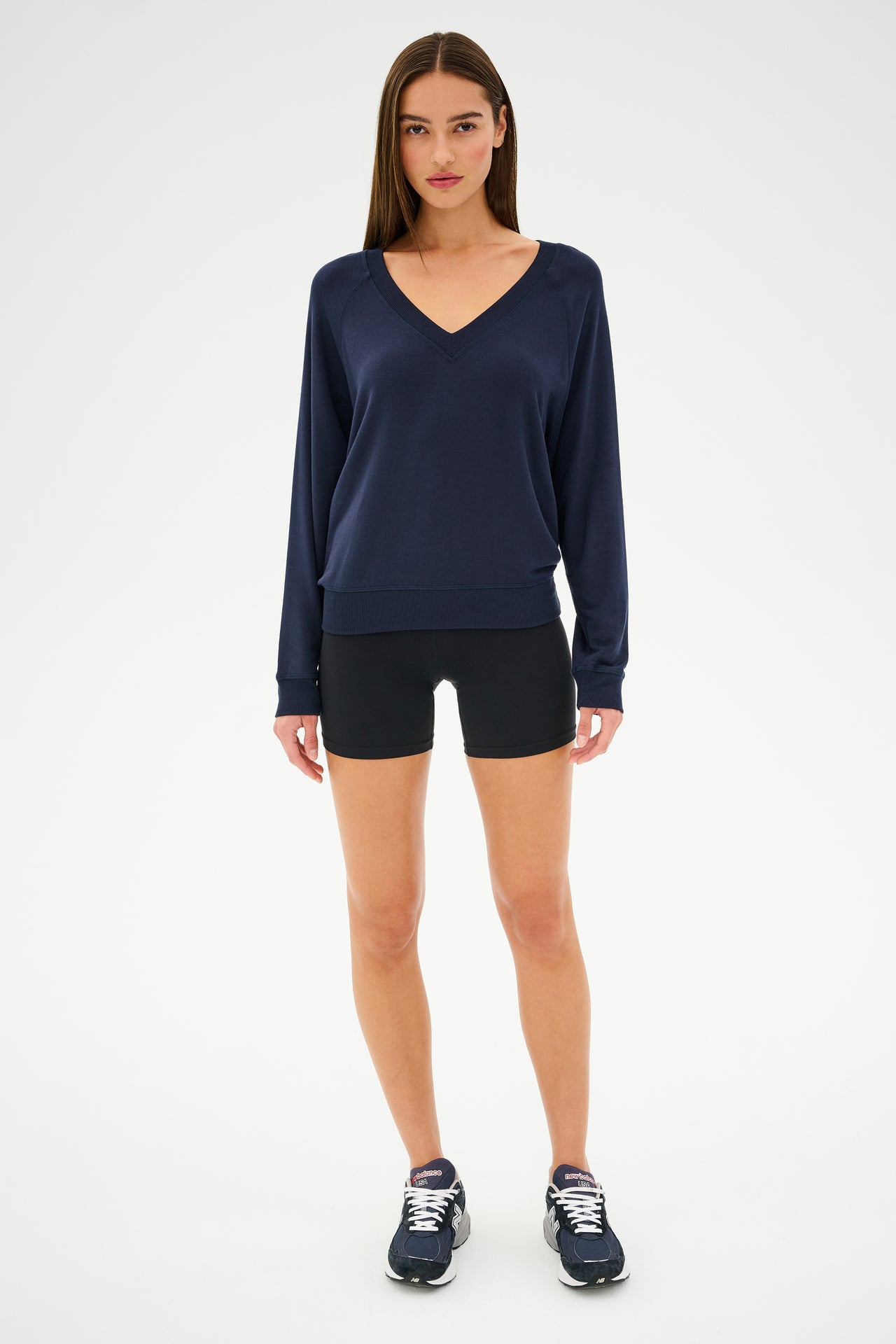 Bennie Fleece V-Neck Sweatshirt - Indigo