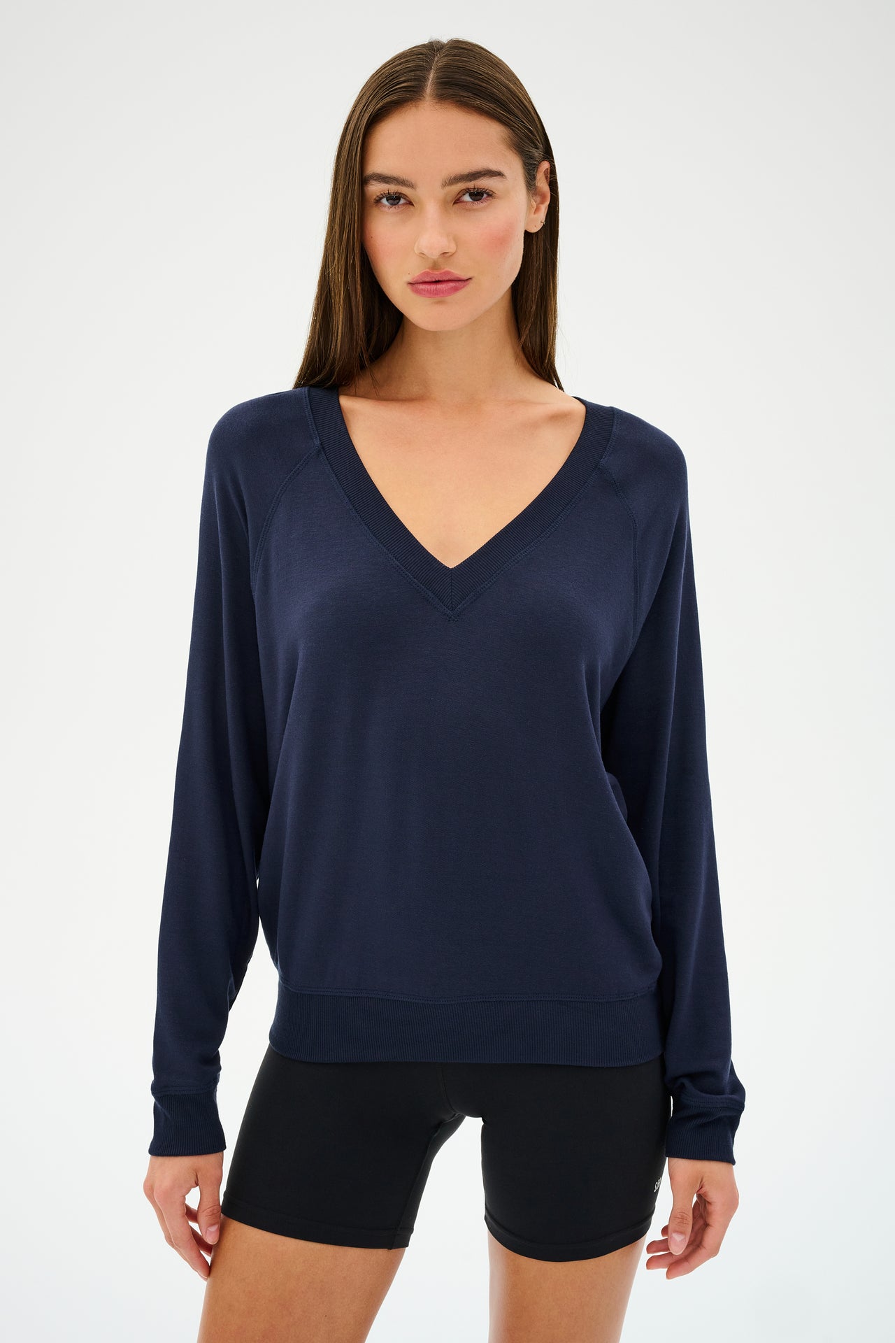 Bennie Fleece V-Neck Sweatshirt - Indigo