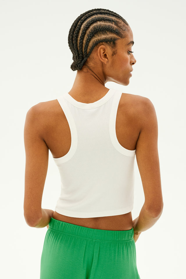 Kiki Rib Crop Tank - White