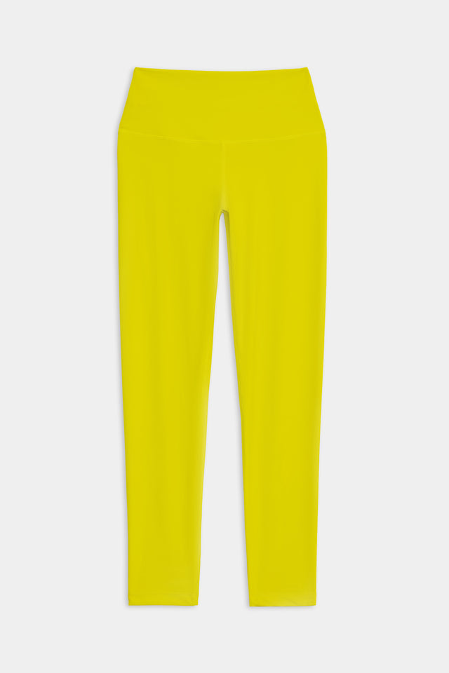 Front flat view of dark yellow high waist  leggings