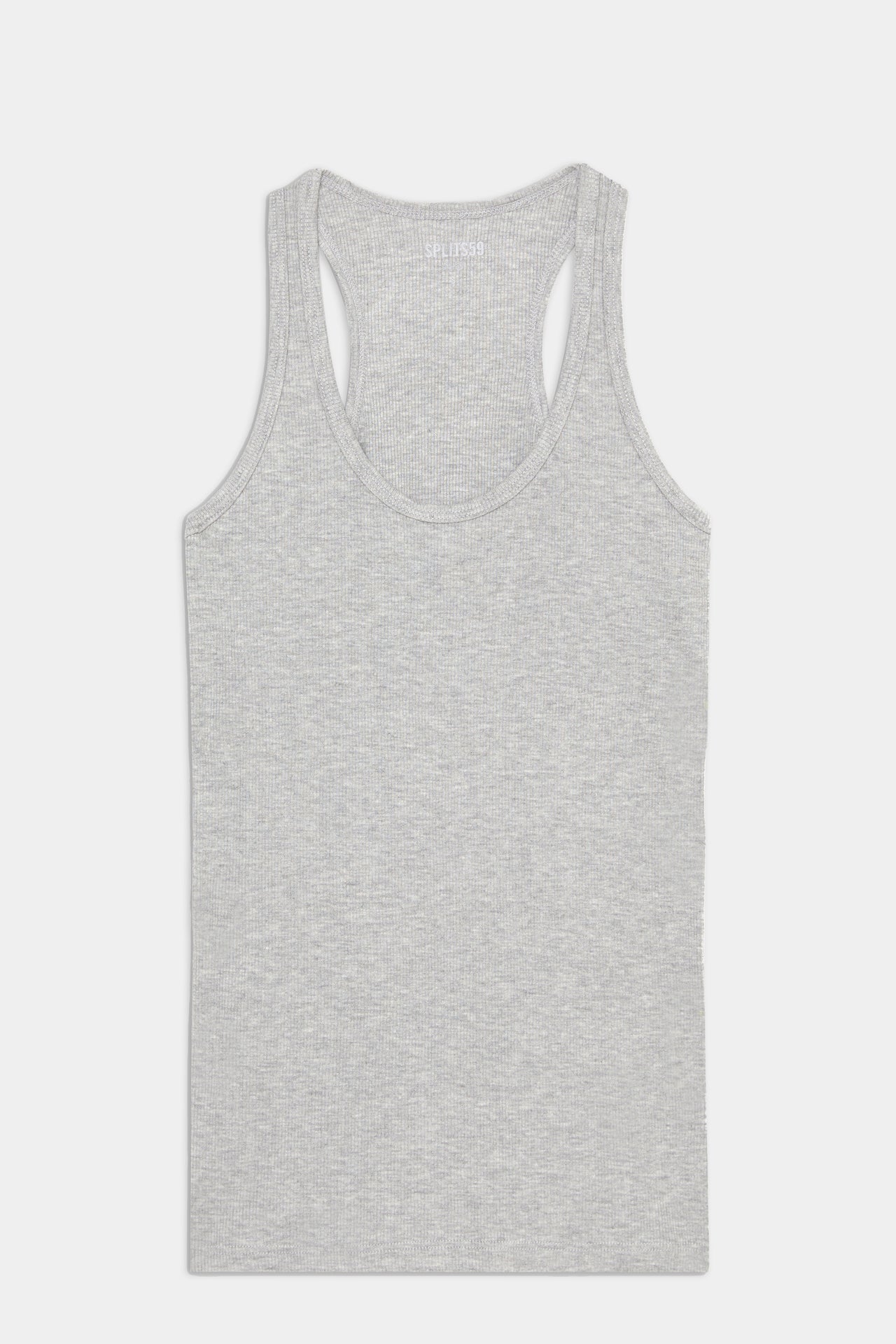 A gray sleeveless SPLITS59 Ashby Trio Bundle tank top displayed against a white background.