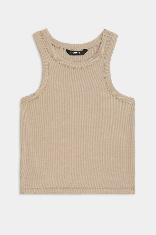 Kiki Rib Crop Tank - Latte