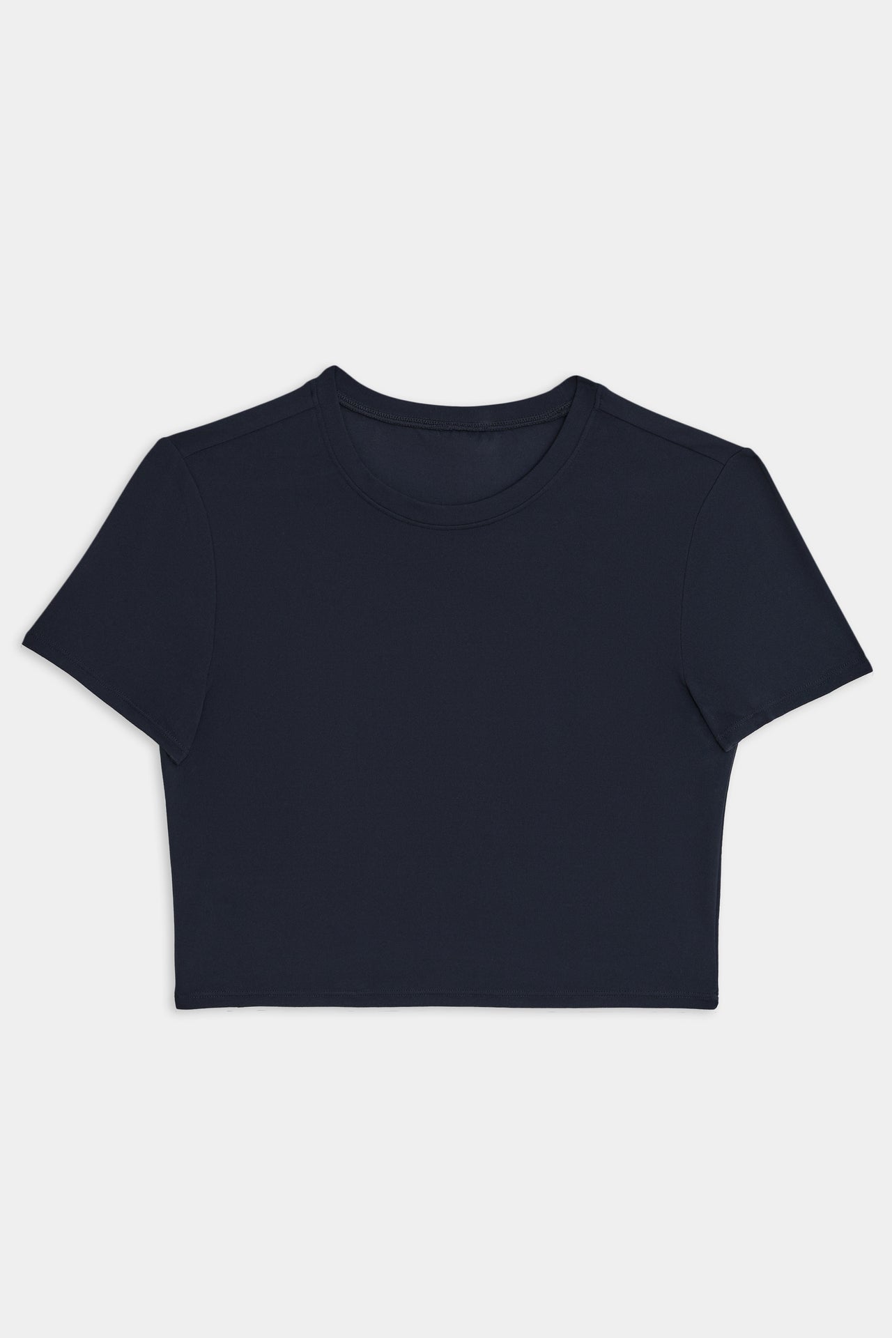 Airweight S/S Crop - Indigo cropped t-shirt by SPLITS59 made of Nylon Spandex stretch material on a white background.