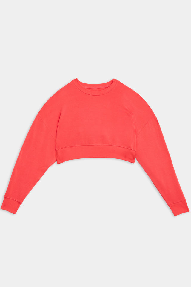 Noah Fleece Crop Sweatshirt - Melon made with modal, isolated on white background by SPLITS59.