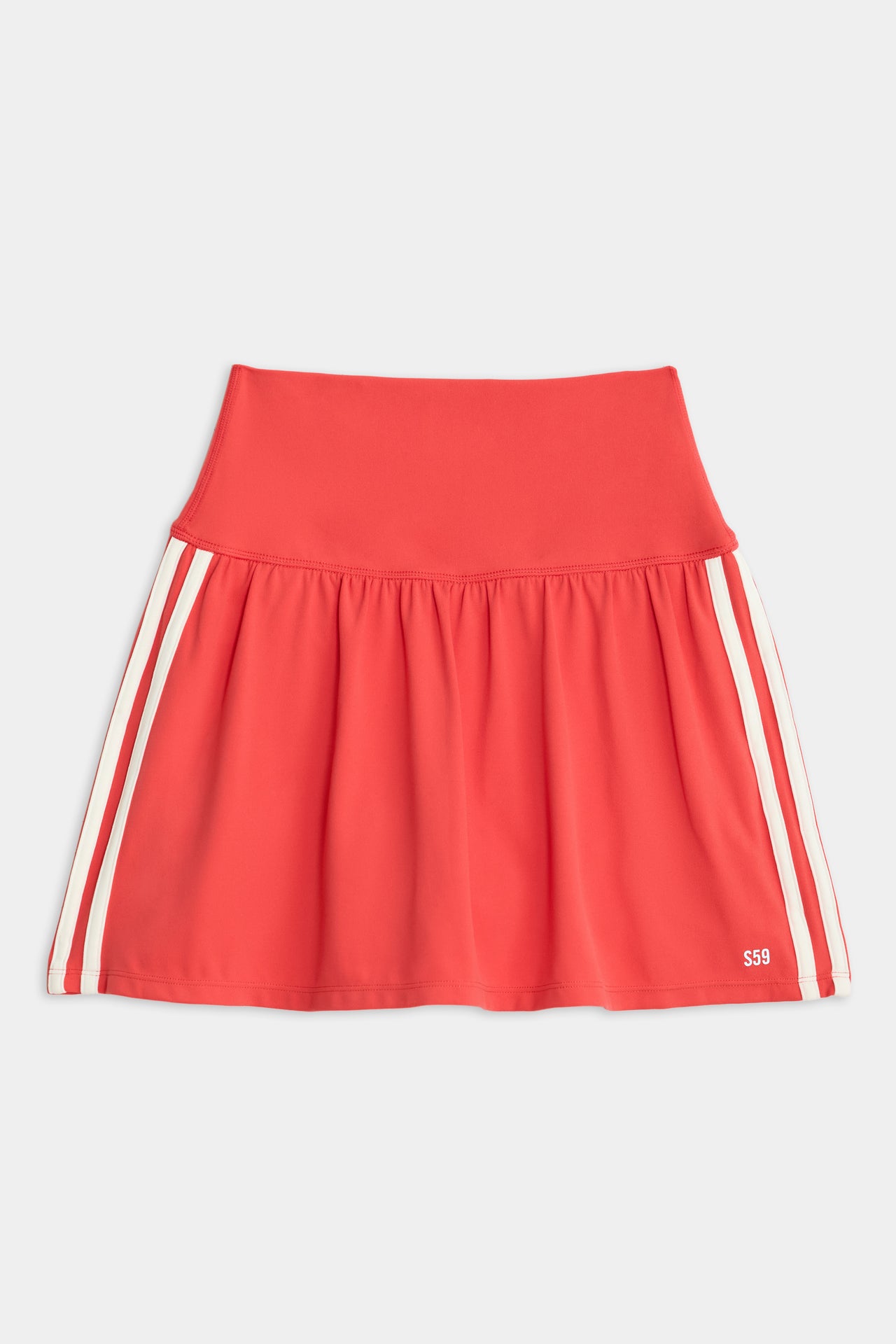 Ella Airweight Skort - Melon/White athletic skort with white side stripes, made of spandex and nylon by SPLITS59.