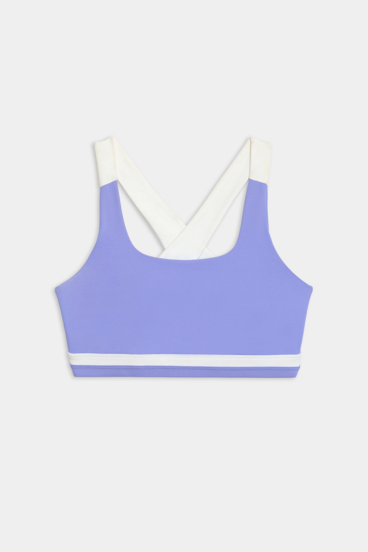 A Miles Rigor Bra in Purple Haze/White with white stripes and enhanced support by SPLITS59.