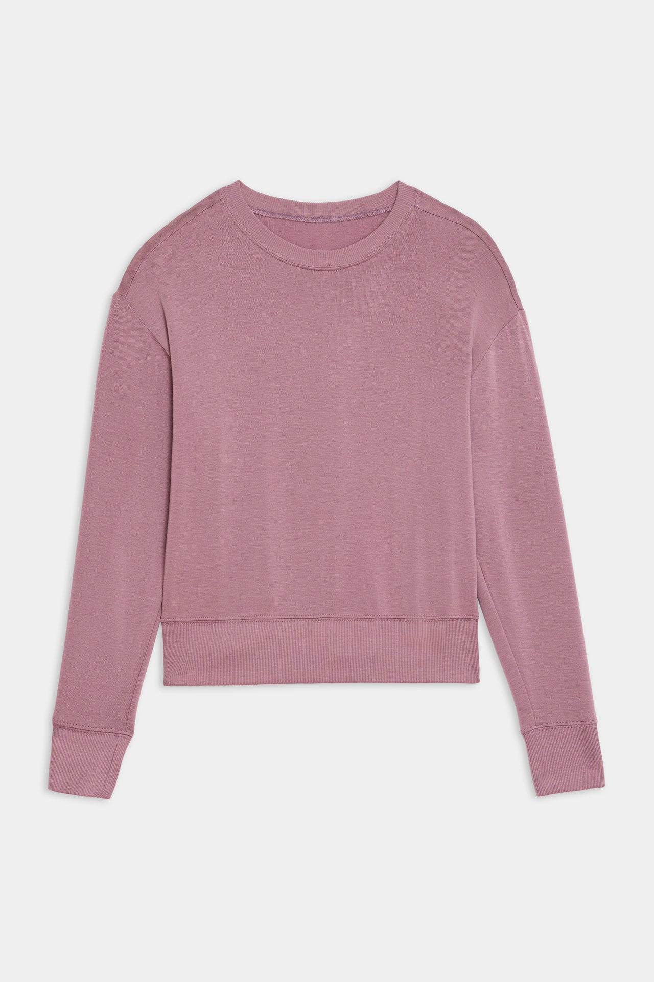 Front flat view of light pink crewneck sweatshirt