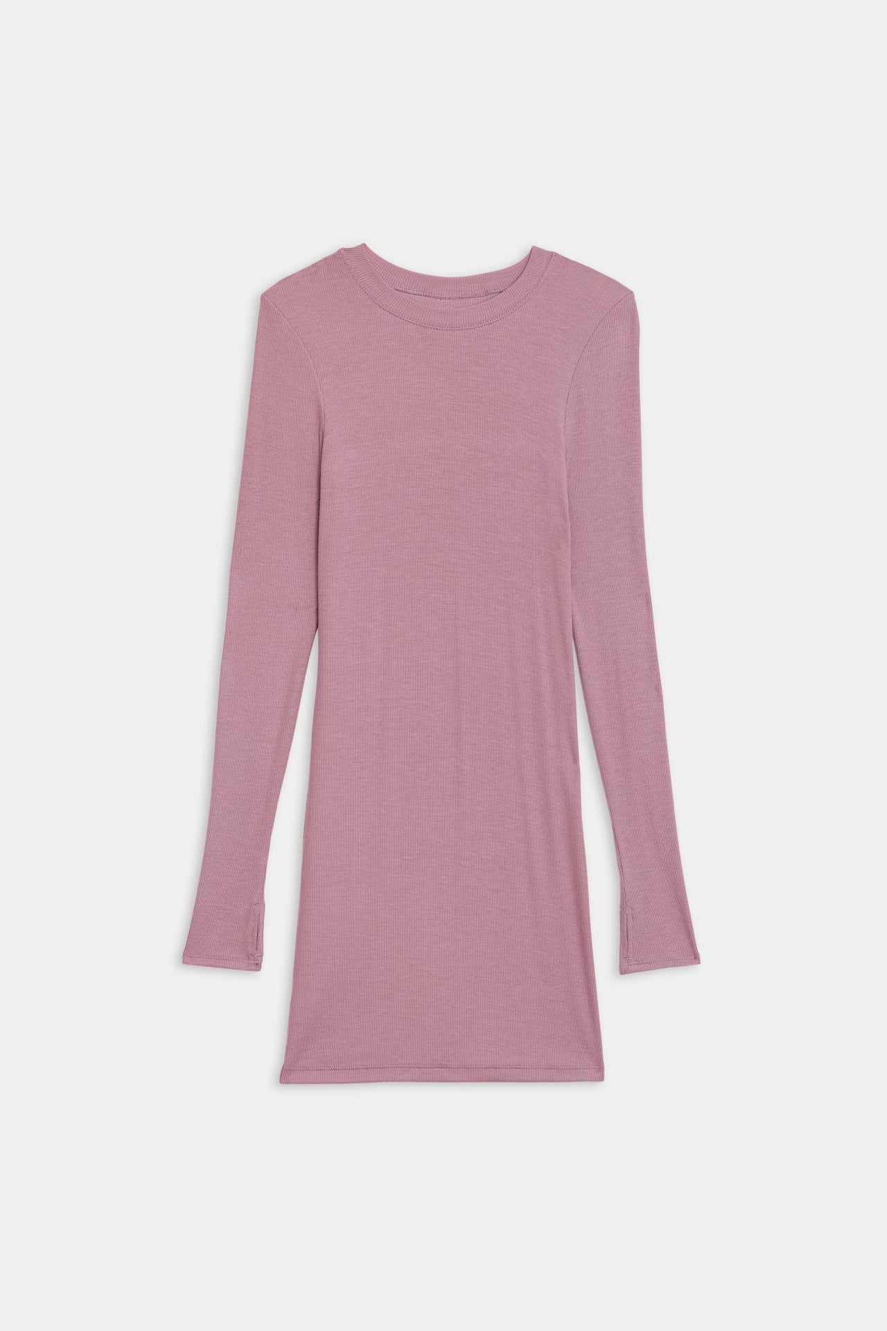 A SPLITS59 Louise Rib Long Sleeve Dress in Blush, suitable for casual wear.