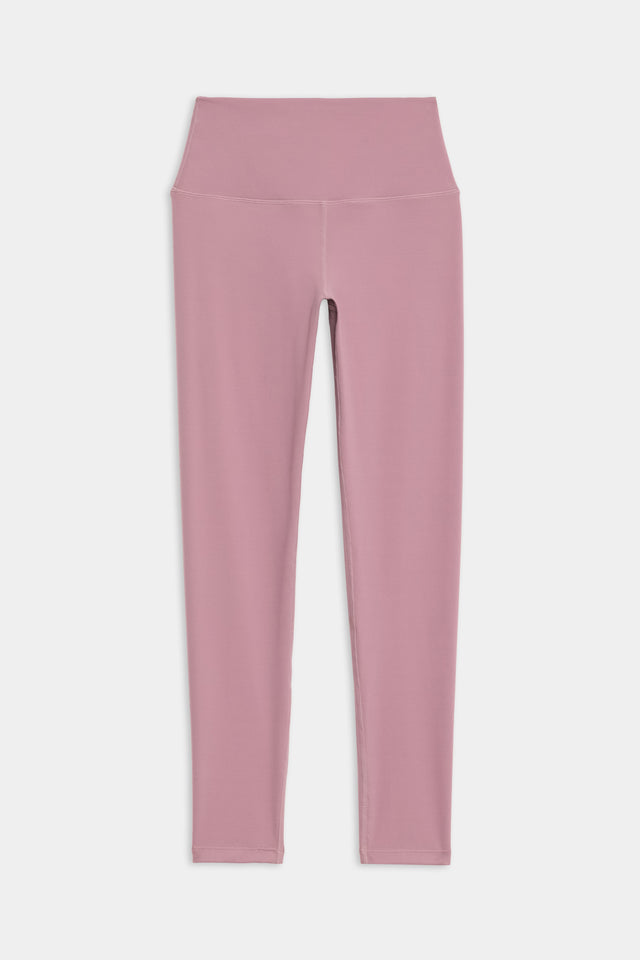 Front flat view of  light pink high waist  leggings