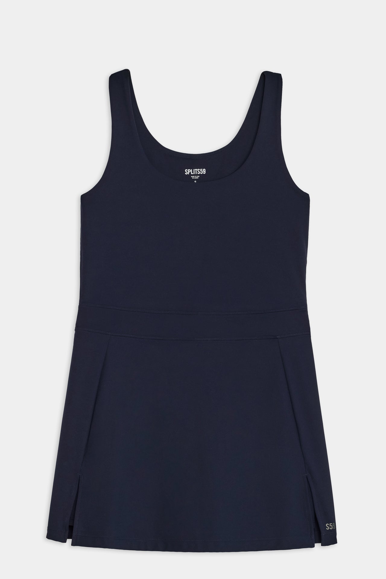 A SPLITS59 women's tank top in navy, suitable for high impact workouts.