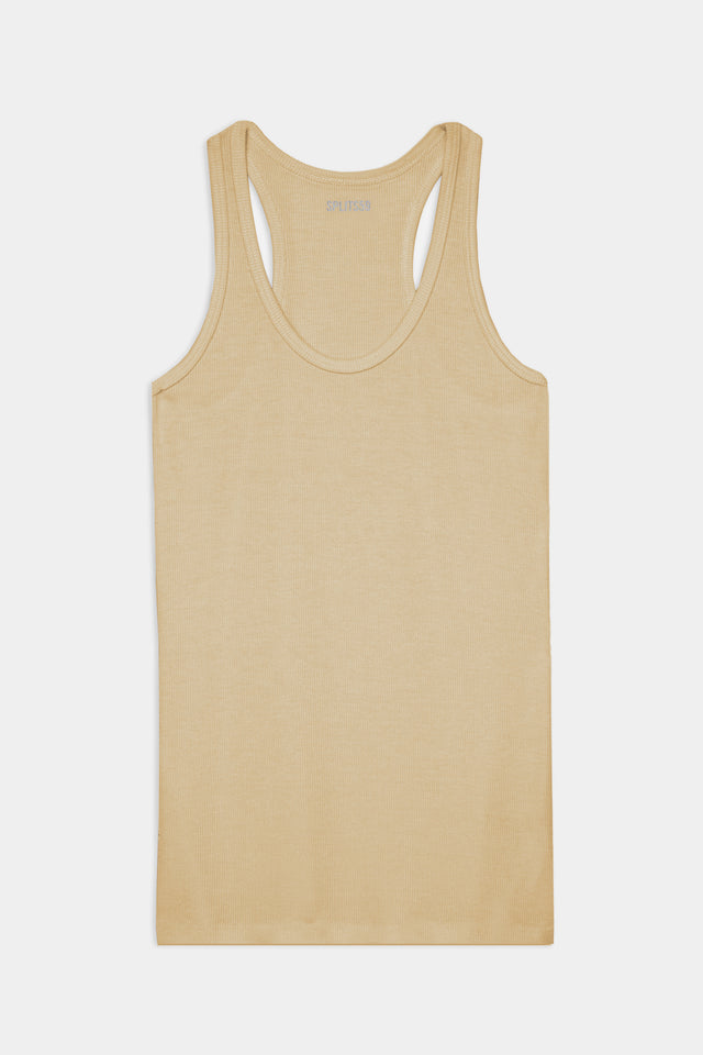 Beige tank top from the SPLITS59 Ashby Trio Bundle on a white background.
