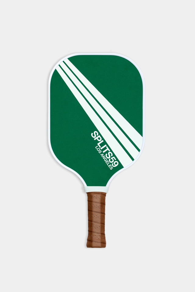 Green and white Splits59 Pickleball paddle on a white background.
