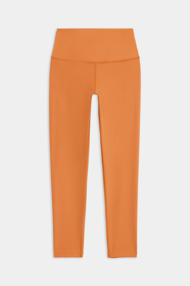 Front flat view of dark orange high waist  leggings